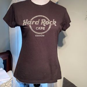 Hard Rock Cafe Kraków Poland souvenir fitted short sleeve tee black women’s lg